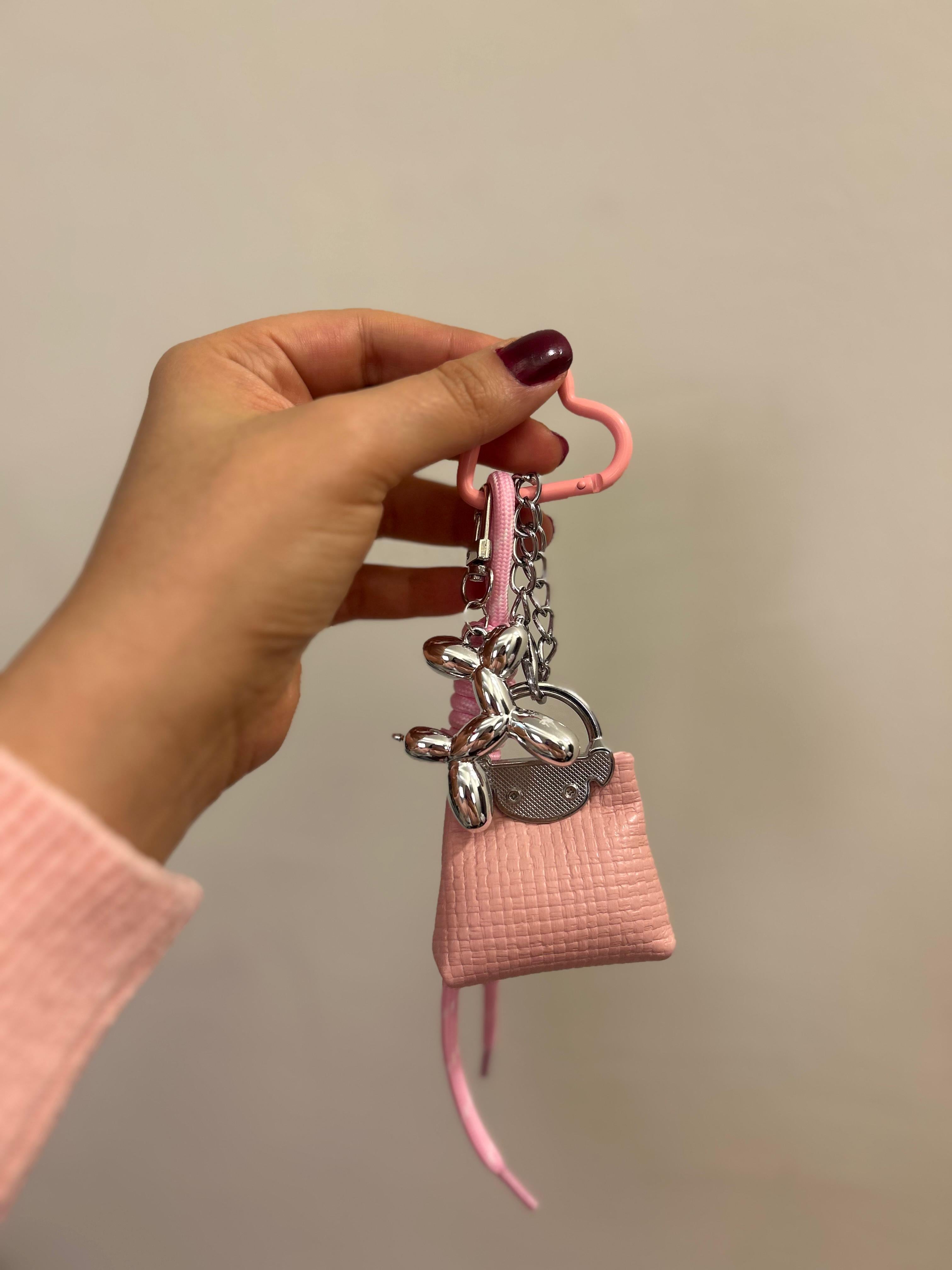 Trezza Pink Lil’ Bag Charm – Cute Mini Bag Keychain for Women